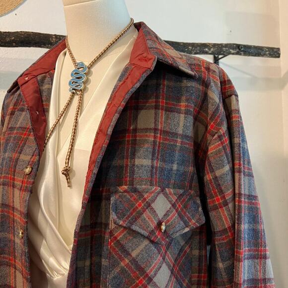 Pendleton USA LOBO Vintage Patch Elbow Flannel Wool Button Down Shirt Size Large - Picture 7 of 11